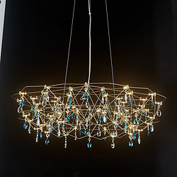蓝白水晶现代创意别墅客厅光立方吊灯