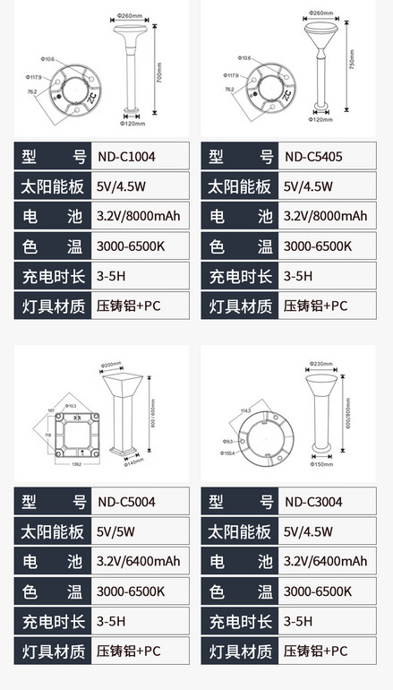 太阳能简约室外庭院花园圆柱庭院灯