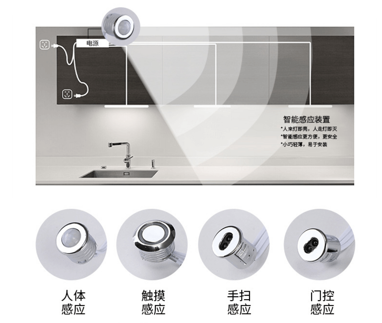 LED多感应式明暗装橱柜灯感应开关