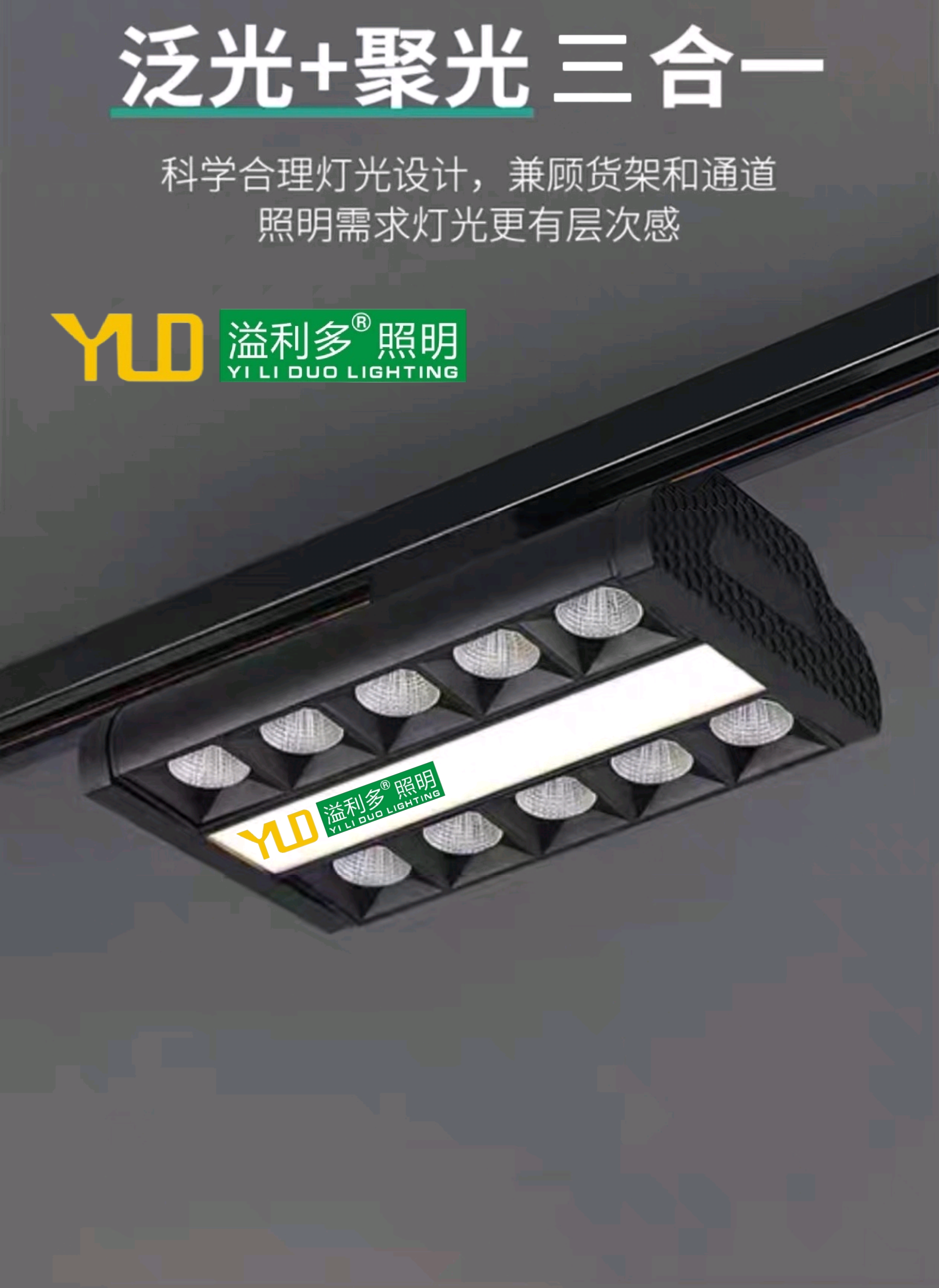 LED商超店铺泛光+聚光三合一专用照明