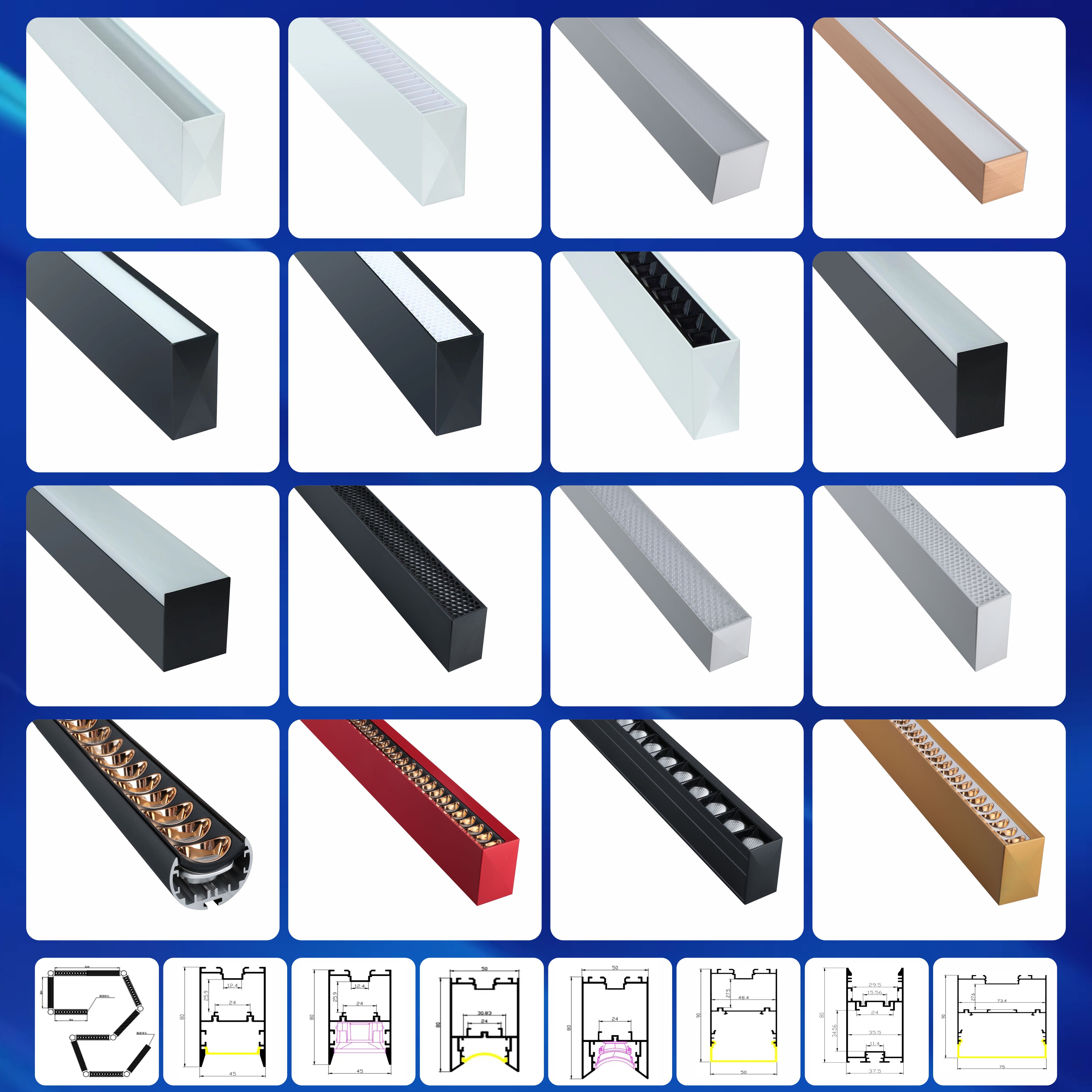 LED linear light, surface mounted linear light, grille light, embedded light groove