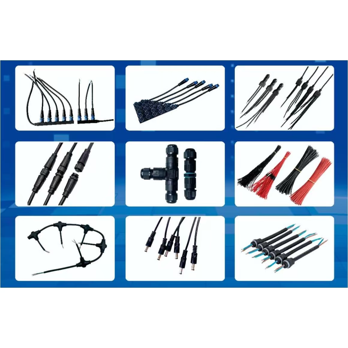 Male and female power cords, LED light strip connectors, DC headlight strip connectors