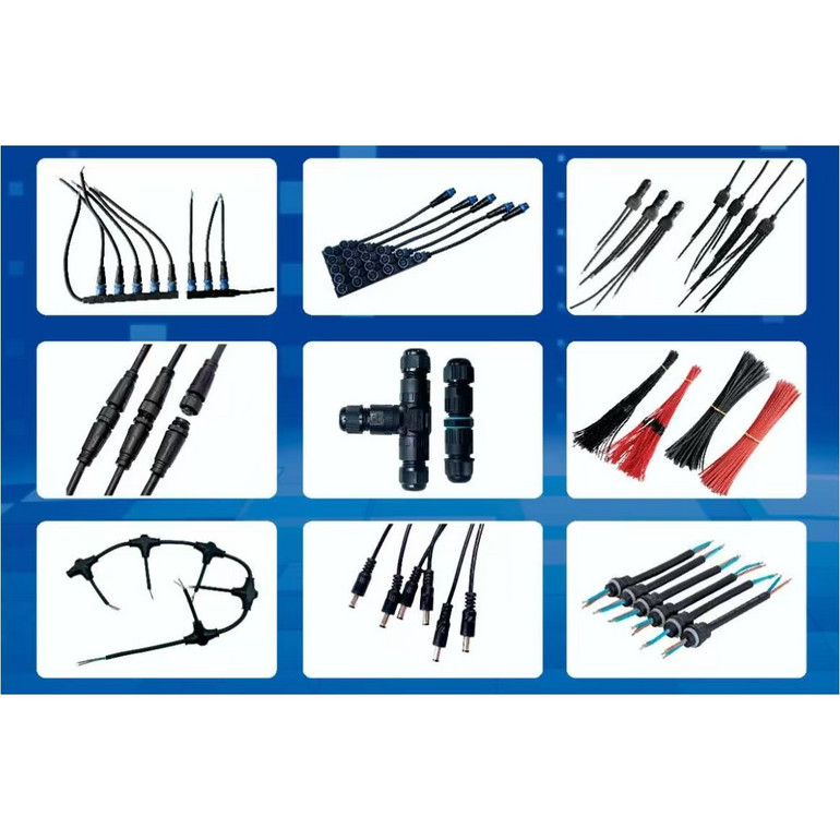 Male and female power cords, LED light strip connectors, DC headlight strip connectors