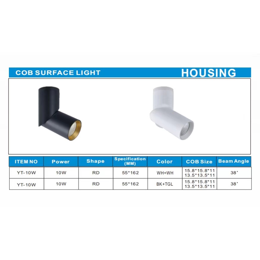 COB surface mounted spotlights are simple, modern, and adjustable in angle
