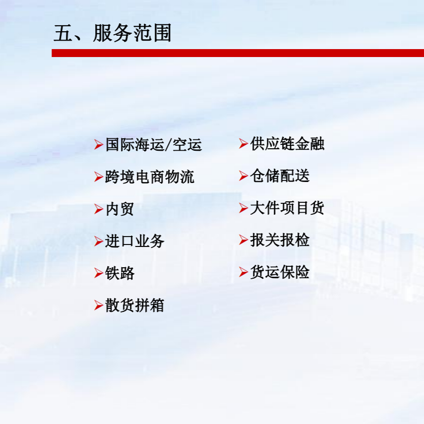 PATENT INTERNATIONAL LOGISTICS Service Scope