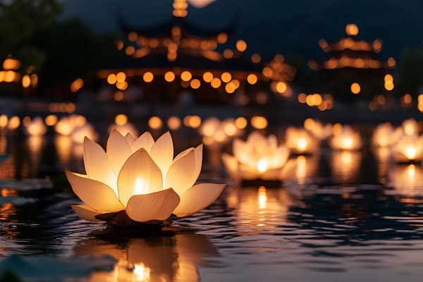 荷花景觀燈：園林夜景的詩(shī)意點(diǎn)綴