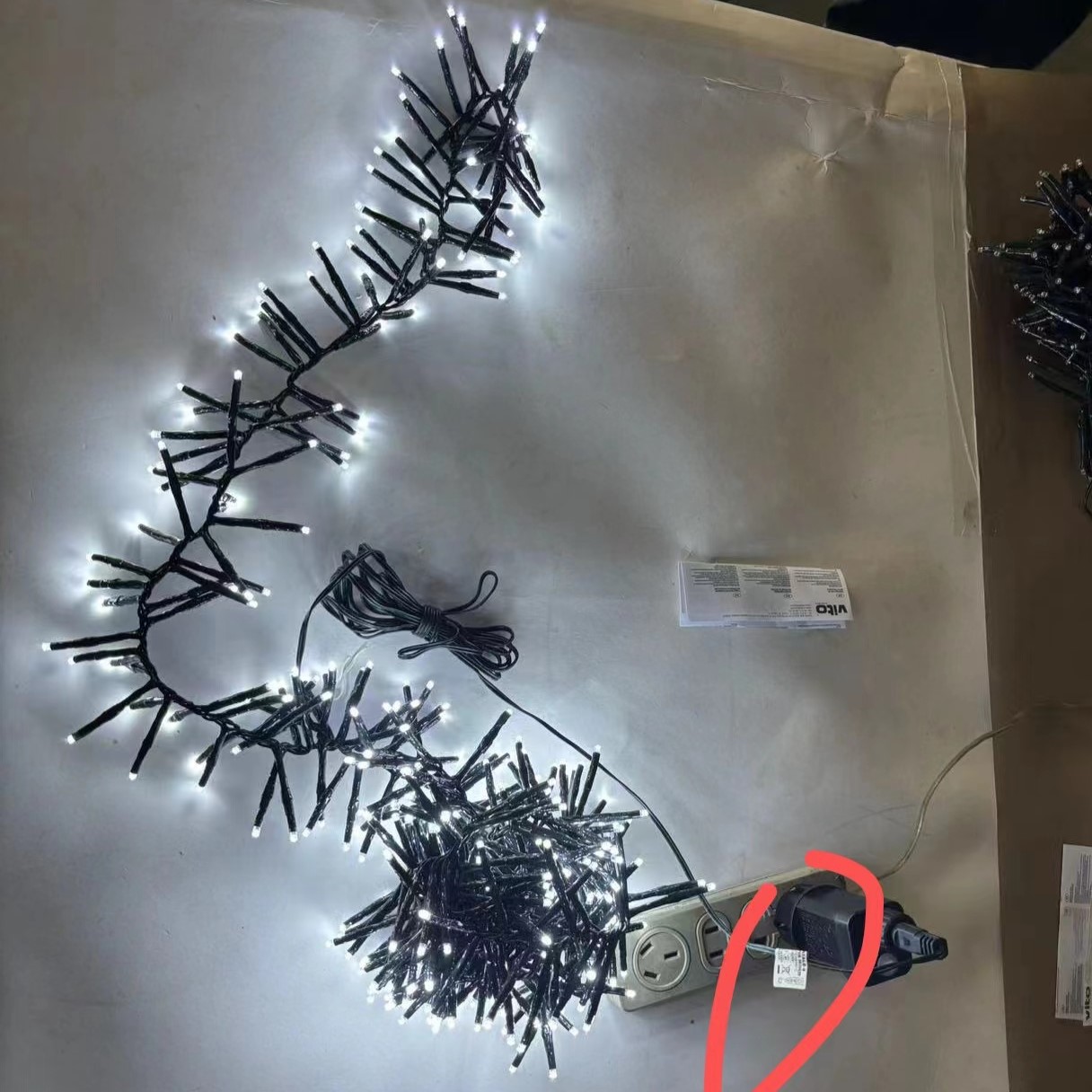 Plugged in warm white string light