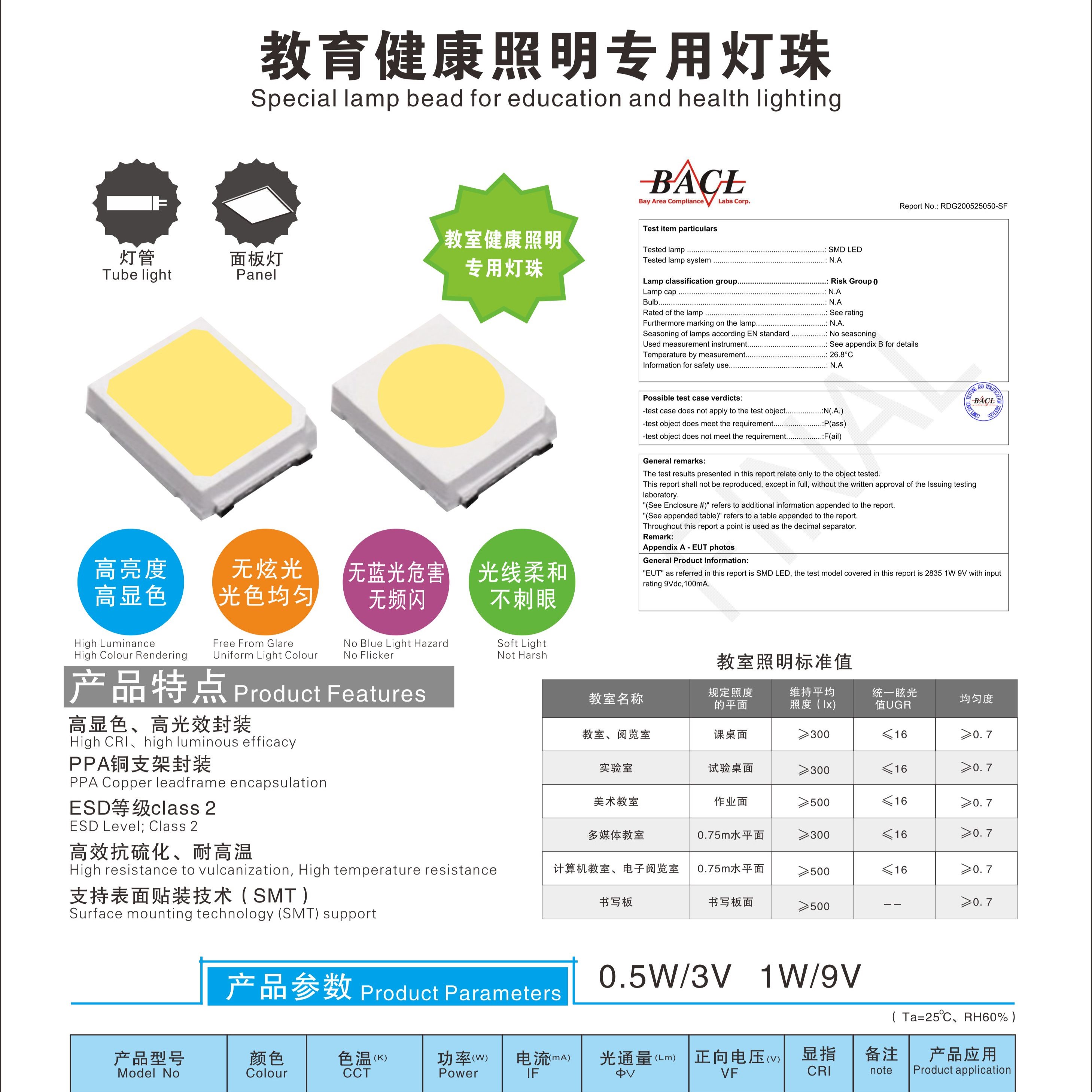 教育健康照明专用灯珠