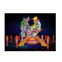 Large Luminous Golden Rooster Cartoon Flower Lantern