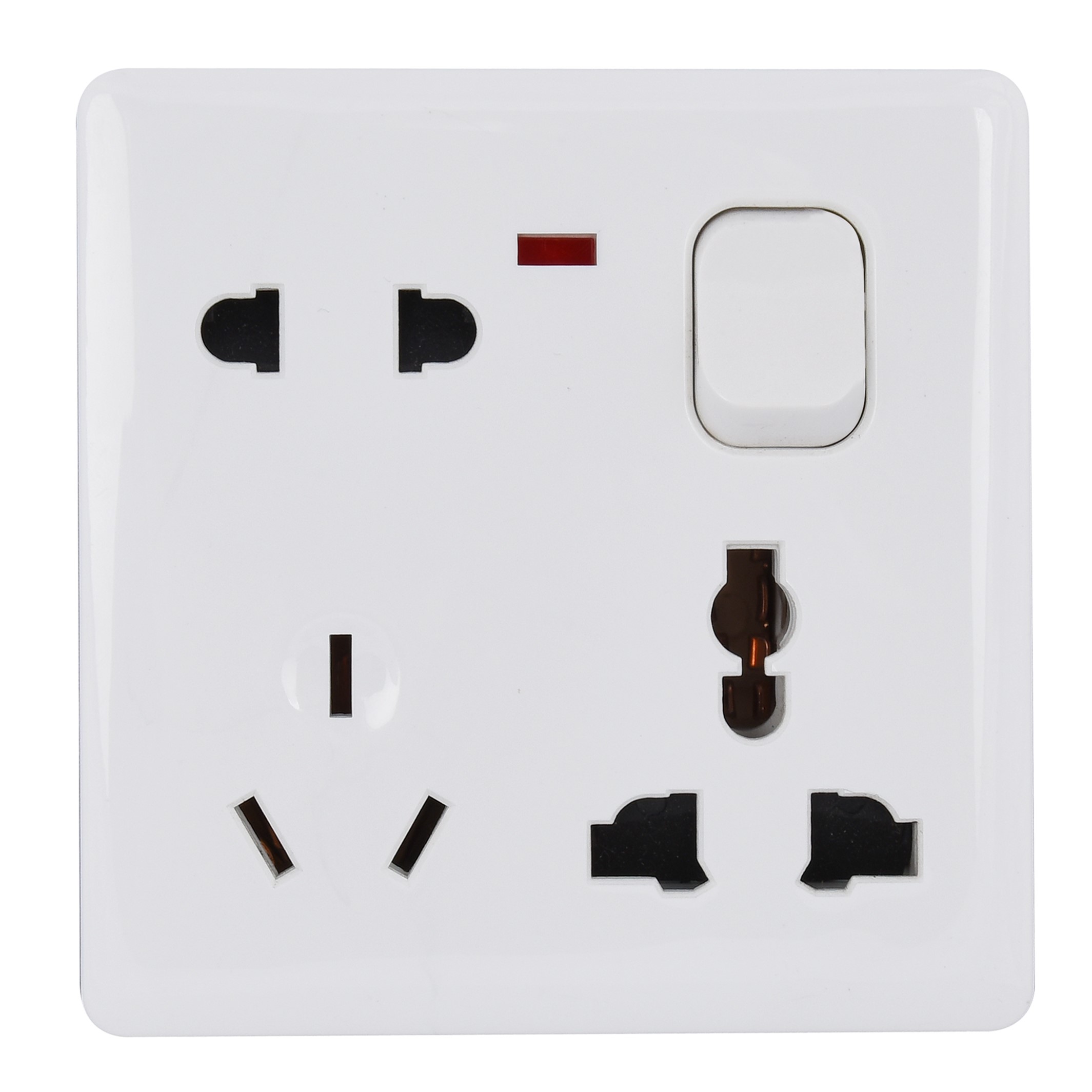 White one-on-three-position socket