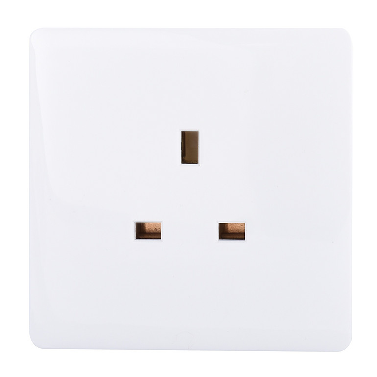 Square three-pin white socket