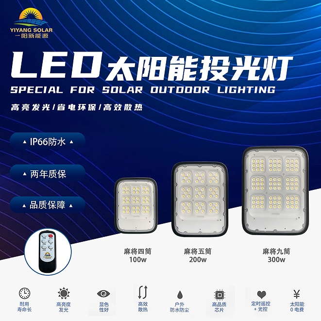 Simple LED solar spotlight square features