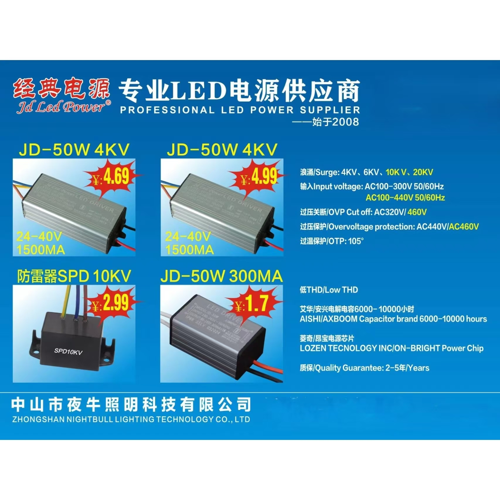 Outdoor LED driver power supply waterproof, lightning protection and voltage stabilization