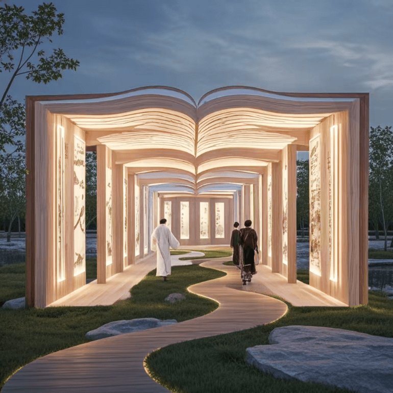 书本廊道雕塑隧道