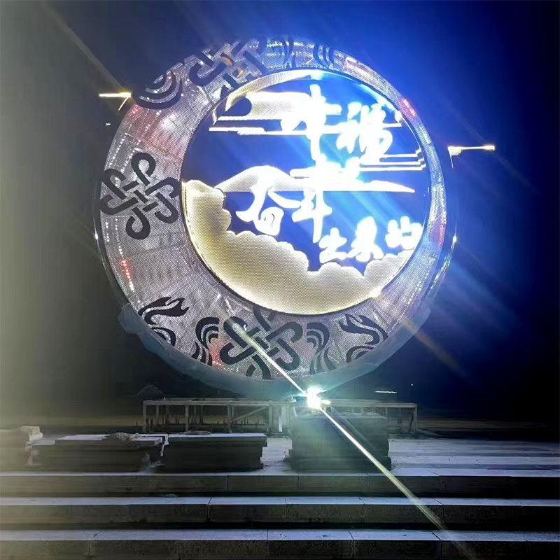 联球月亮与中国结结合的艺术景观雕塑