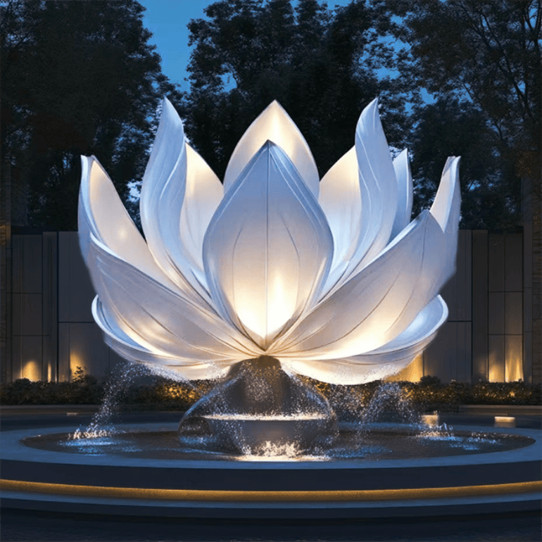 联球不锈钢莲花在绽放活动景观雕塑装置