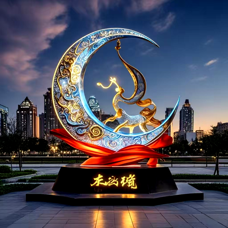 联球国粹京剧月亮剪纸多元素融合艺术景观灯