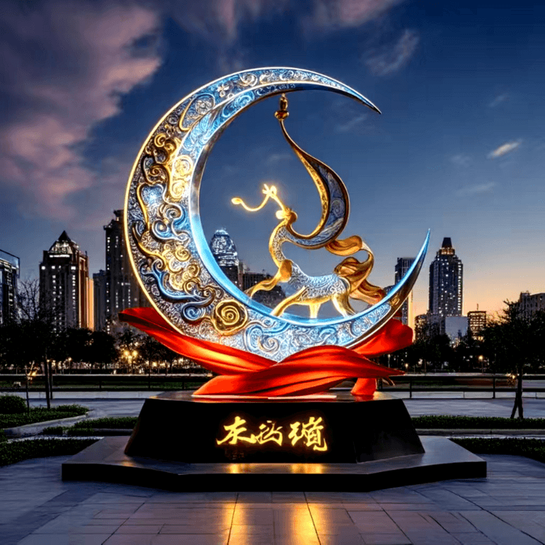 联球国粹京剧月亮剪纸多元素融合艺术景观灯