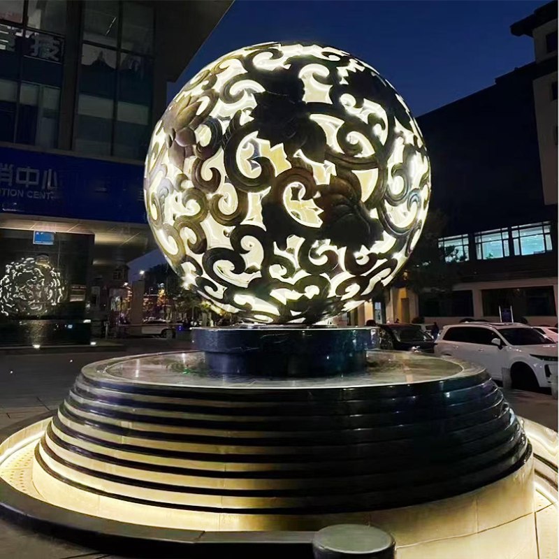 联球花藤图案镂空圆球景观雕塑
