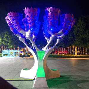 联球紫色马兰花互动座椅景观雕塑