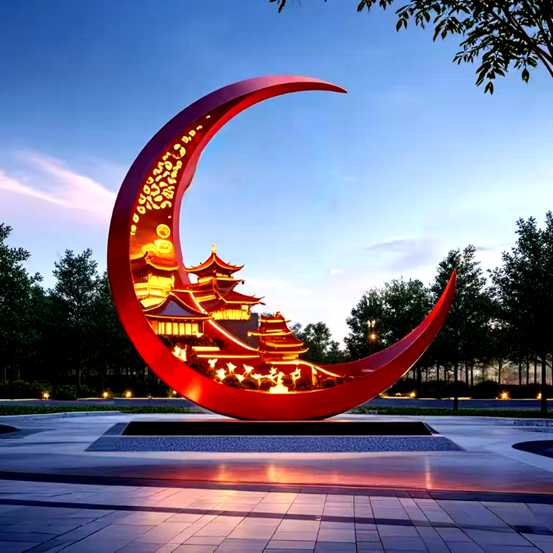 联球国粹京剧月亮剪纸多元素融合艺术景观灯