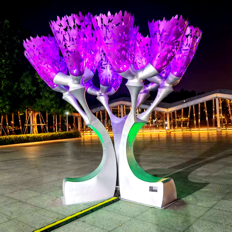 联球紫色马兰花互动座椅景观雕塑