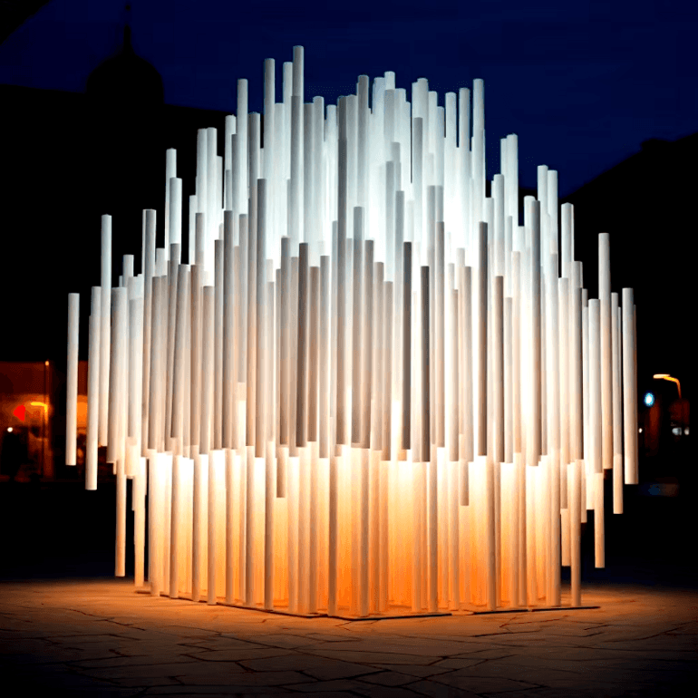 联球簇白枝艺雕通体发光艺术景观雕塑