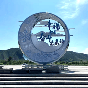 联球月亮与中国结结合的艺术景观雕塑