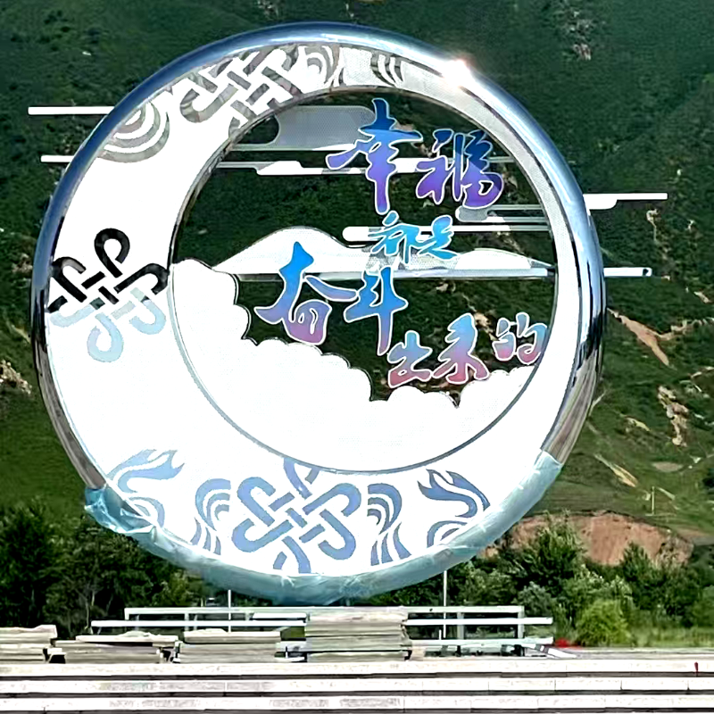 联球月亮与中国结结合的艺术景观雕塑
