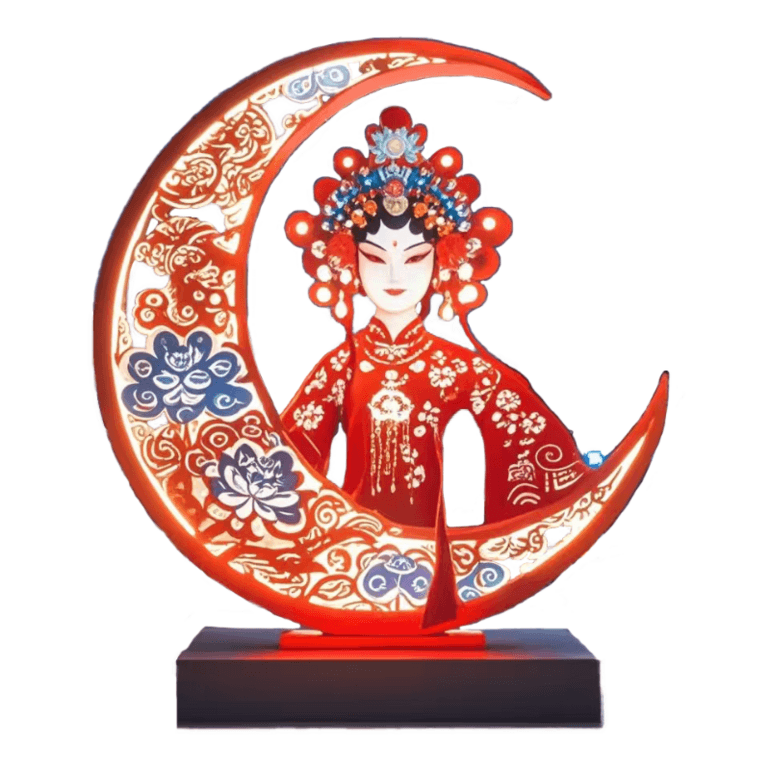 联球国粹京剧月亮剪纸多元素融合艺术景观灯