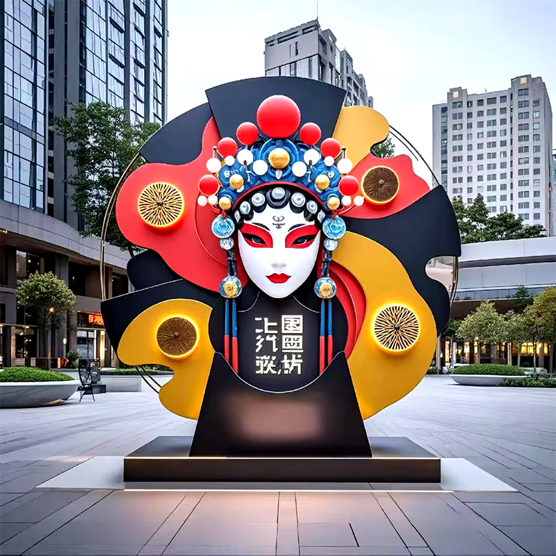 联球户外川剧变脸景观雕塑照明