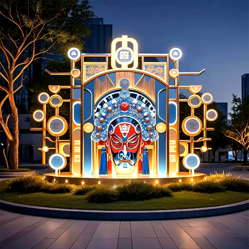 联球户外川剧变脸景观雕塑照明