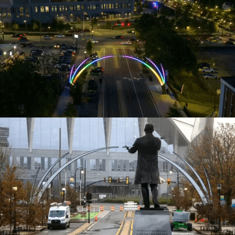 联球户外市政公路不锈钢彩虹桥景观灯