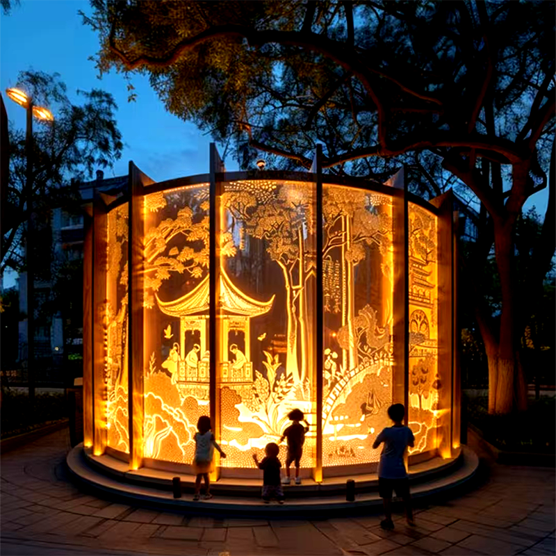 联球户外中国风凉亭景观雕塑照明