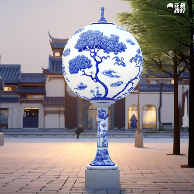 联球户外青花瓷雕塑景观灯2