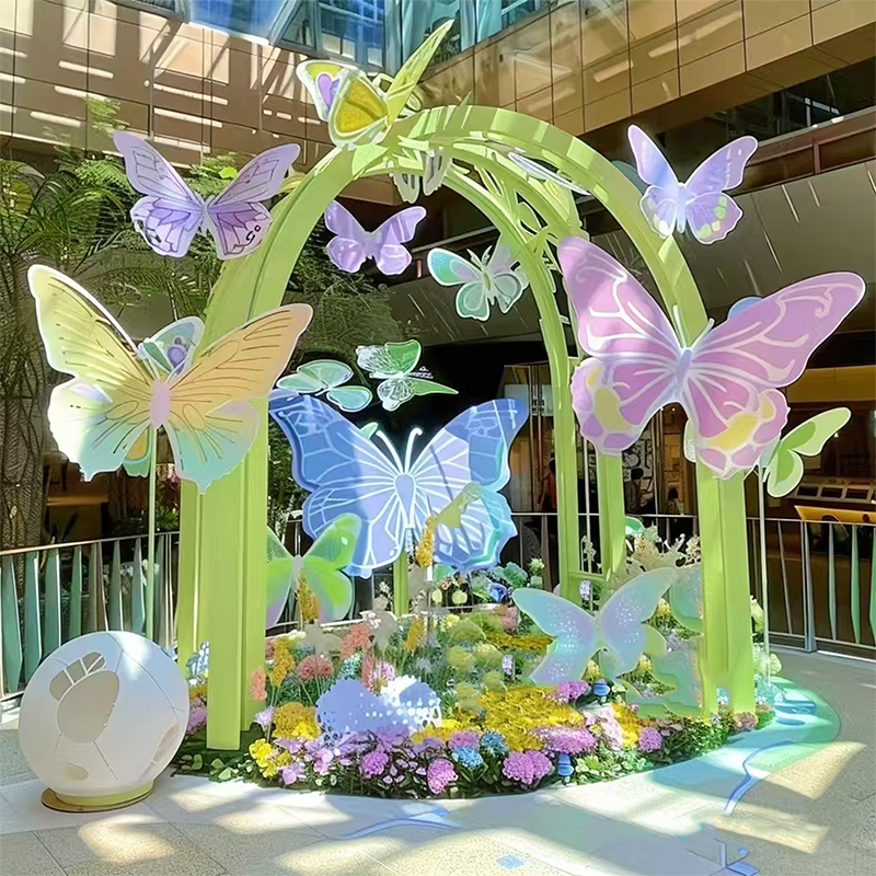 联球户外不锈钢彩蝴蝶园雕塑景观灯