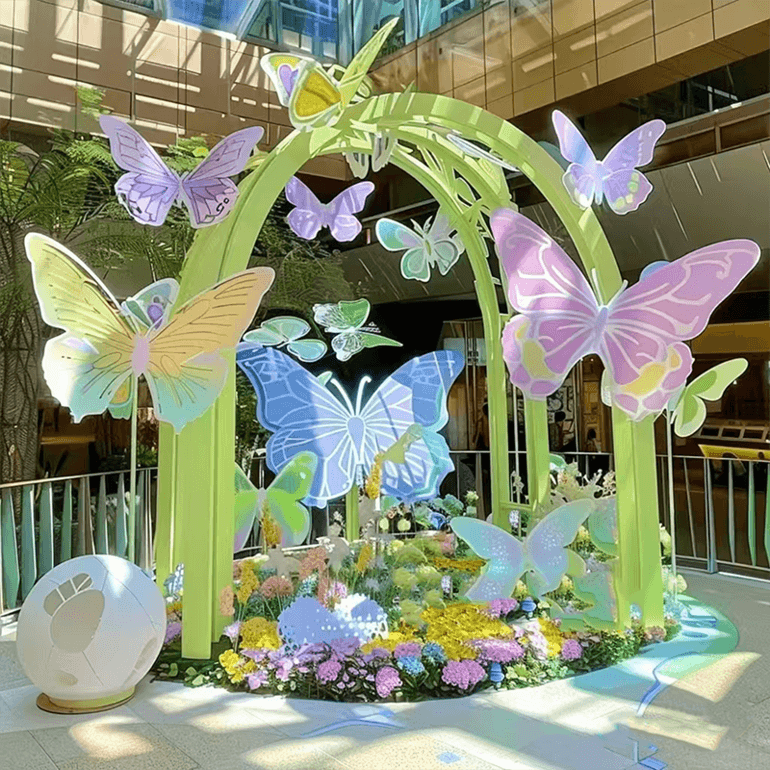 联球户外不锈钢彩蝴蝶园雕塑景观灯