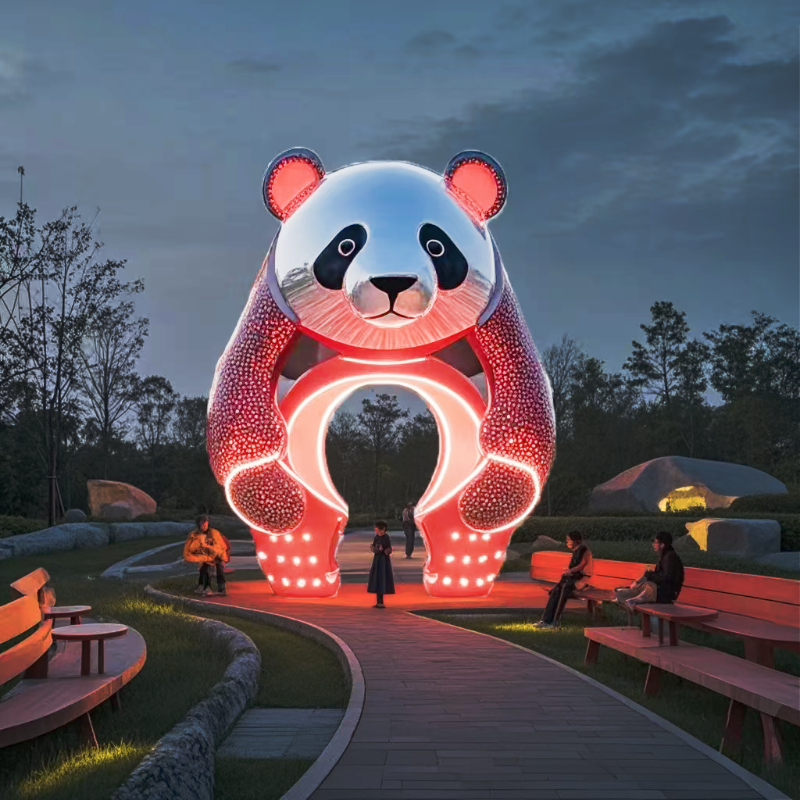 联球户外熊猫拱门雕塑景观灯