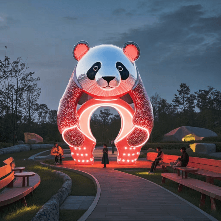 联球户外熊猫拱门雕塑景观灯