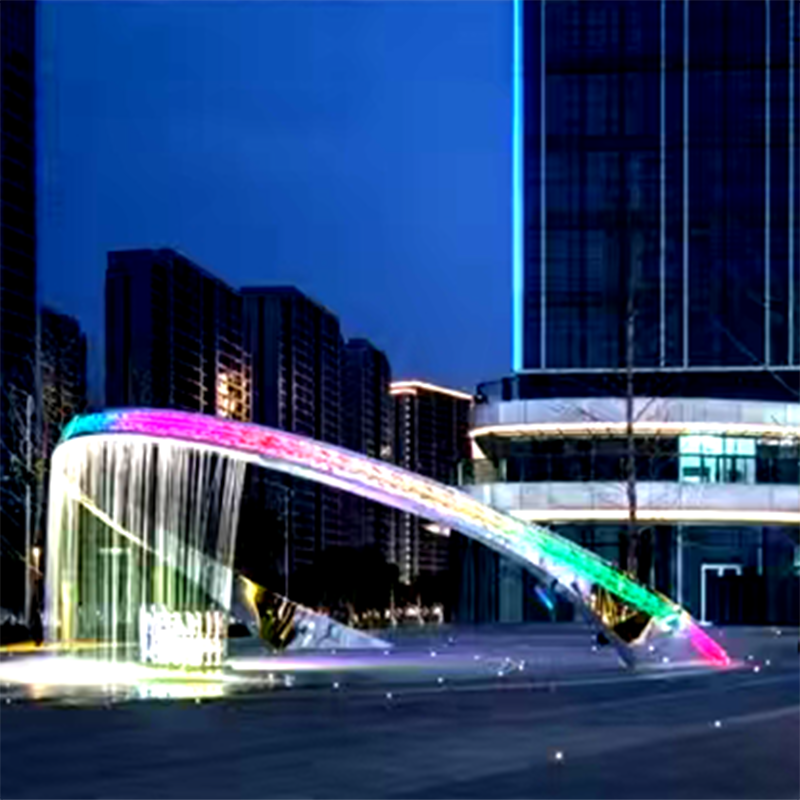 联球户外不锈钢环状喷水雕塑景观灯