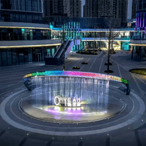 联球户外不锈钢环状喷水雕塑景观灯