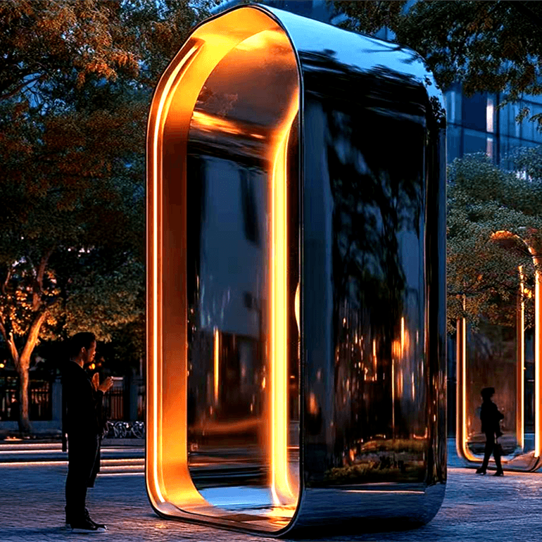 联球户外不锈钢未来科技门雕塑景观灯