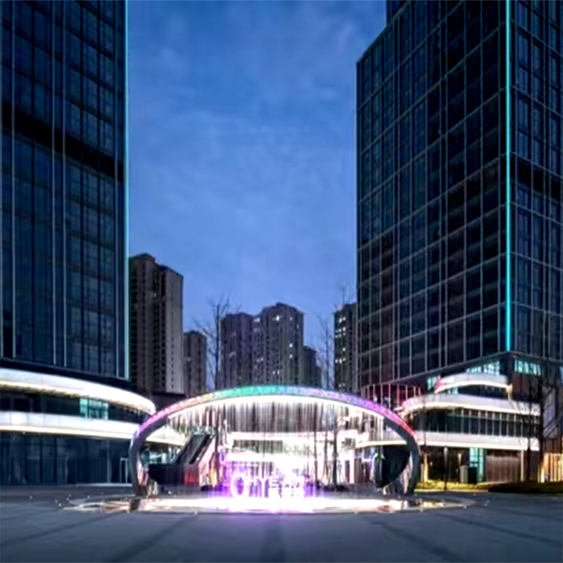 联球户外不锈钢环状喷水雕塑景观灯