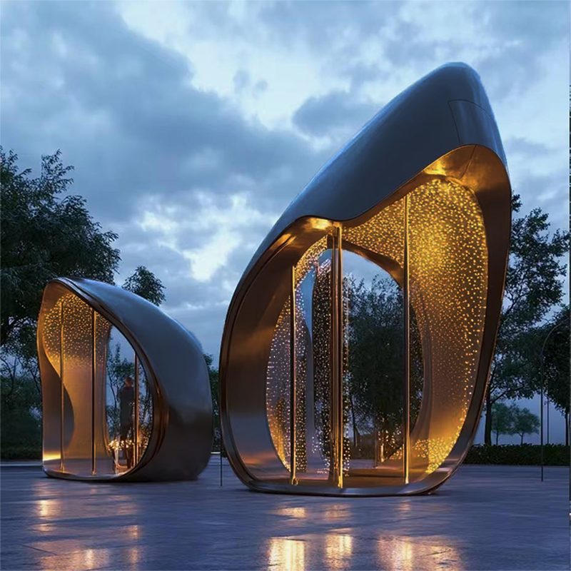 联球户外未来建筑不锈钢雕塑景观灯