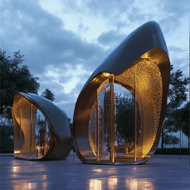 联球户外未来建筑不锈钢雕塑景观灯
