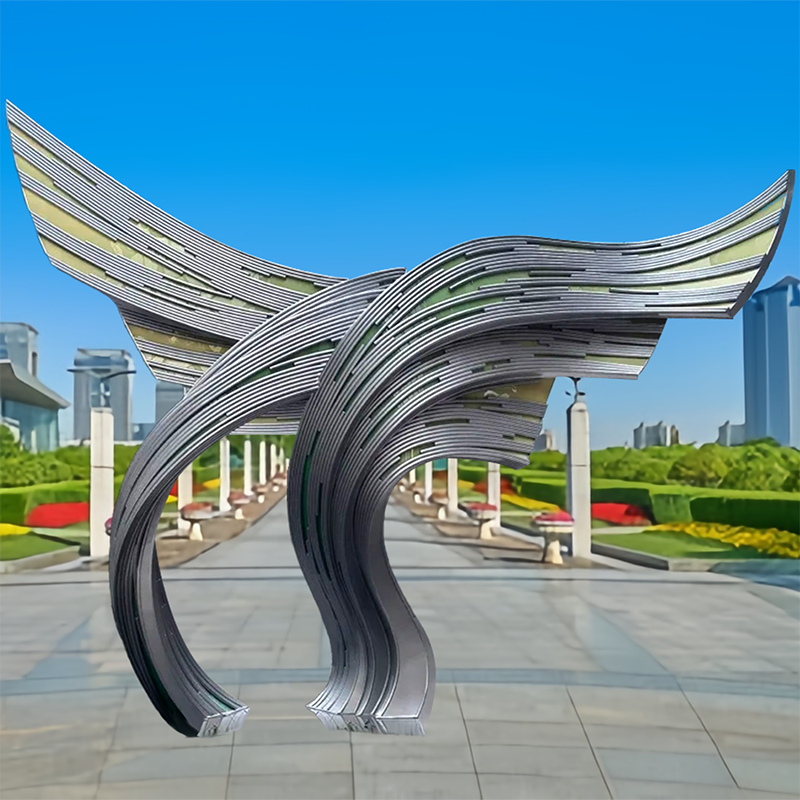 联球不锈钢双翼雕塑景观适合广场小区商业中心标志雕塑