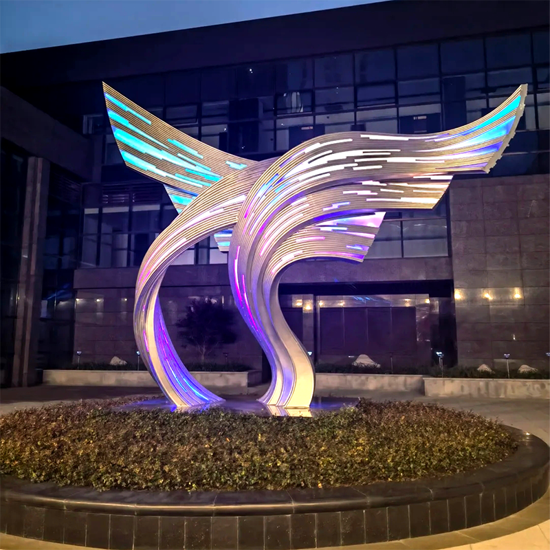 联球不锈钢双翼雕塑景观适合广场小区商业中心标志雕塑