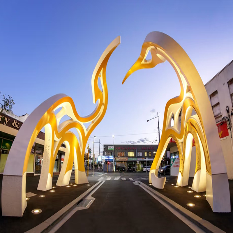 联球户外不锈钢光翼金象雕塑景观灯