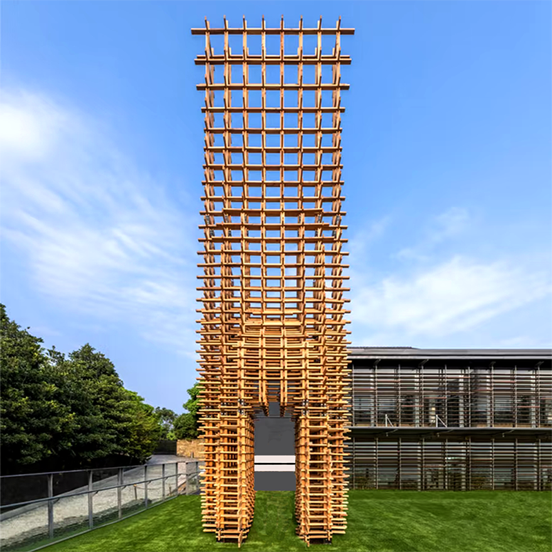 联球户外不锈钢仿鲁班锁搭建雕塑景观