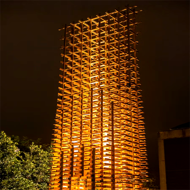 联球户外不锈钢仿鲁班锁搭建雕塑景观